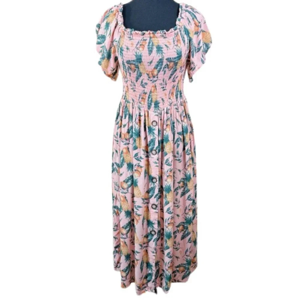 C&C California Womens Size Medium Floral Mock Summer Dress - Picture 1 of 14